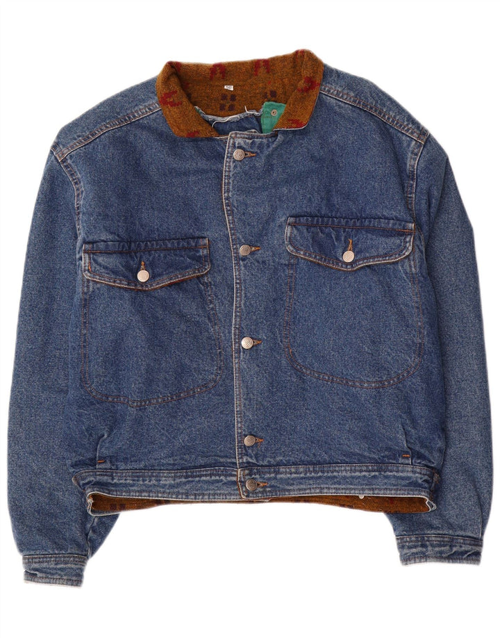 Giacca di jeans oversize da donna vintage IT 50 XL in cotone blu