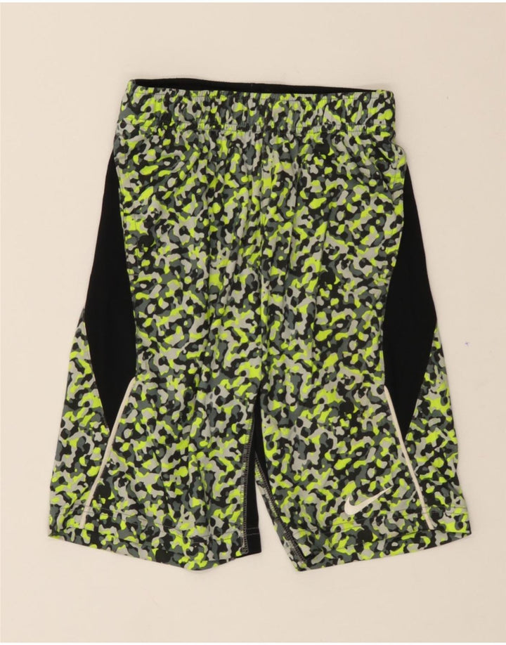 NIKE Boys Dri Fit Sport Shorts 8-9 Years Small Green Camouflage Polyester Vintage Nike and Second-Hand Nike from Messina Hembry 