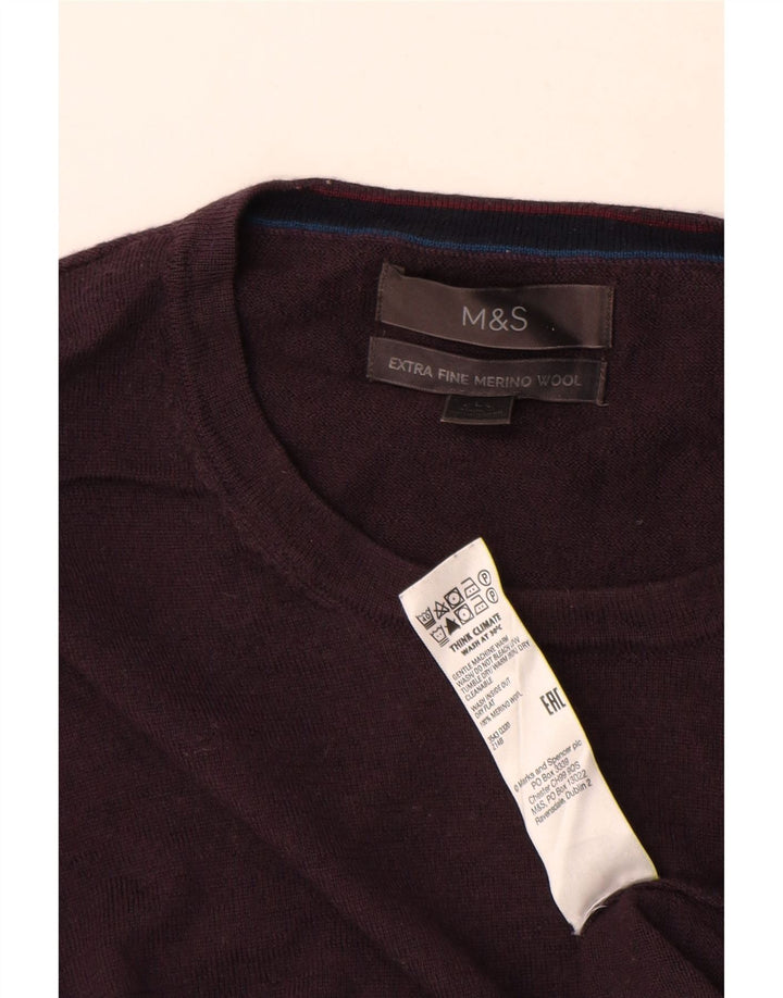 MARKS & SPENCER Maglione da uomo girocollo grande lana merino viola