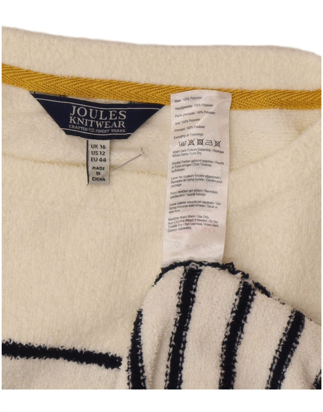JOULES maglione da donna con scollo a barchetta UK 16 poliestere a righe grandi bianche