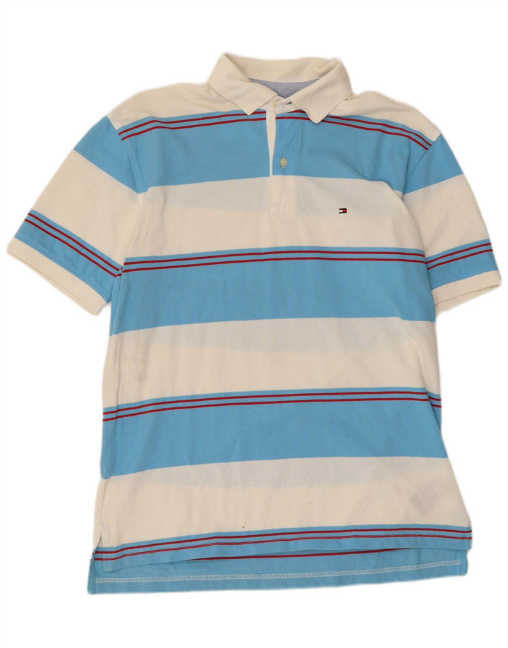 Polo da uomo Tommy Hilfiger in cotone a righe blu medio
