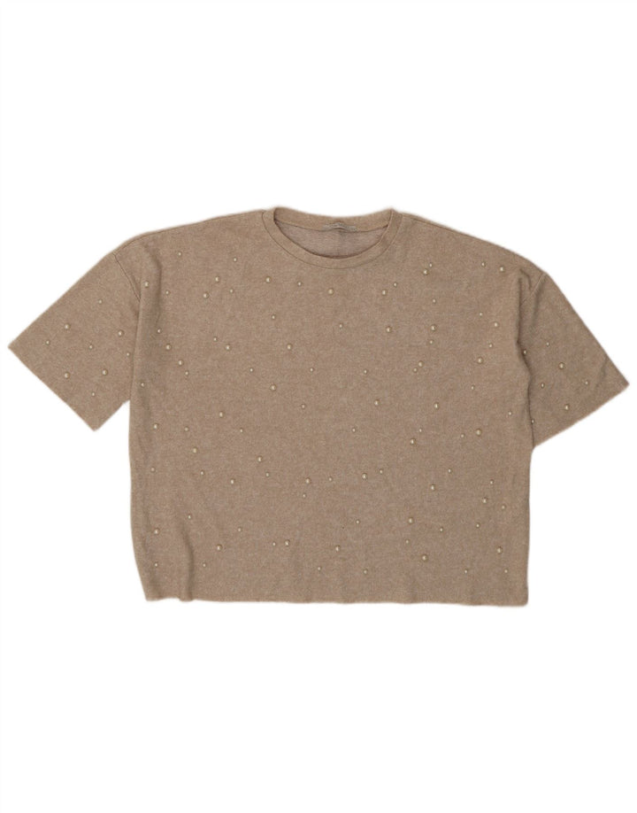 Camicetta oversize Zara Trafaluc da donna UK 14 Beige medio maculato