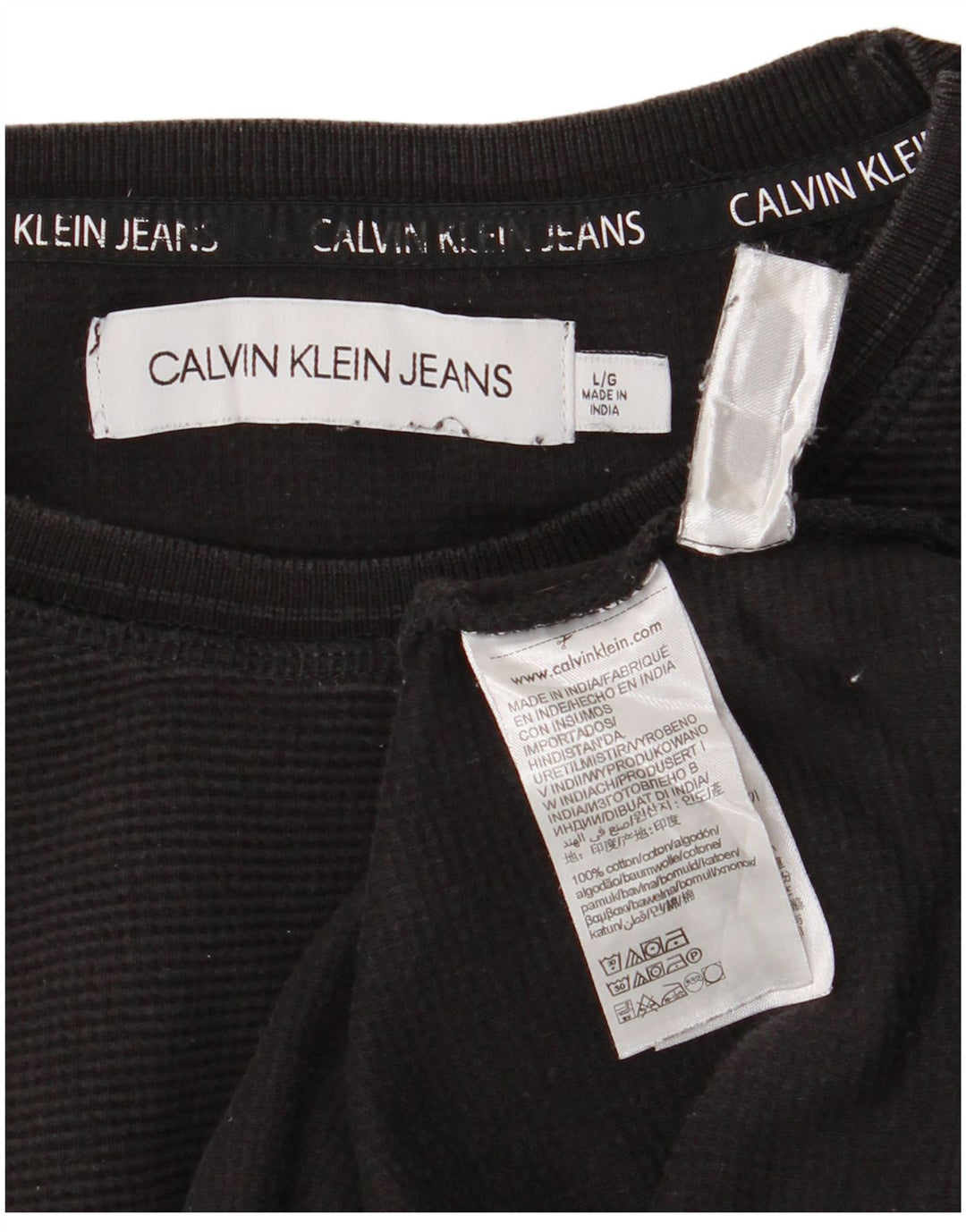 Calvin Klein Jeans Top da uomo a manica lunga grande in cotone nero