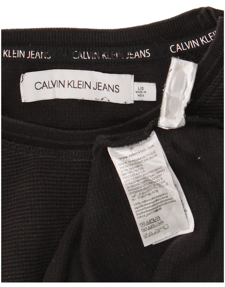 Calvin Klein Jeans Top da uomo a manica lunga grande in cotone nero