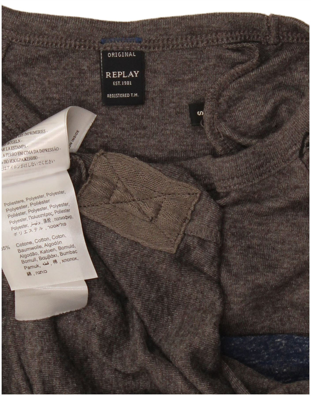 REPLAY Maglietta da donna Top UK 10 Small Poliestere chiazzato grigio
