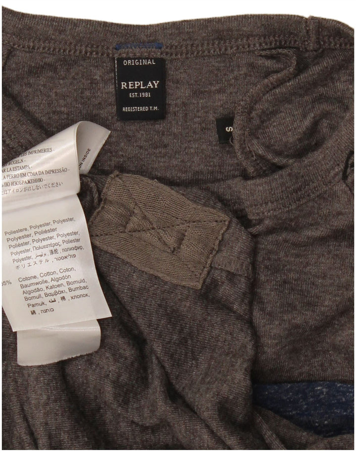 REPLAY Maglietta da donna Top UK 10 Small Poliestere chiazzato grigio