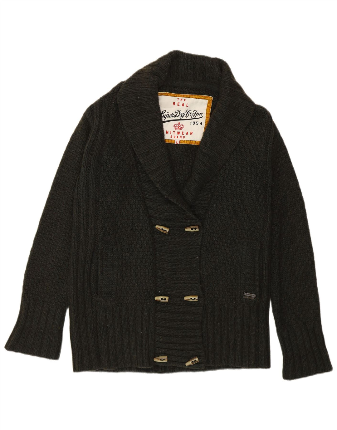 Maglione cardigan da donna Superdry UK 16 Large Khaki Lambswool