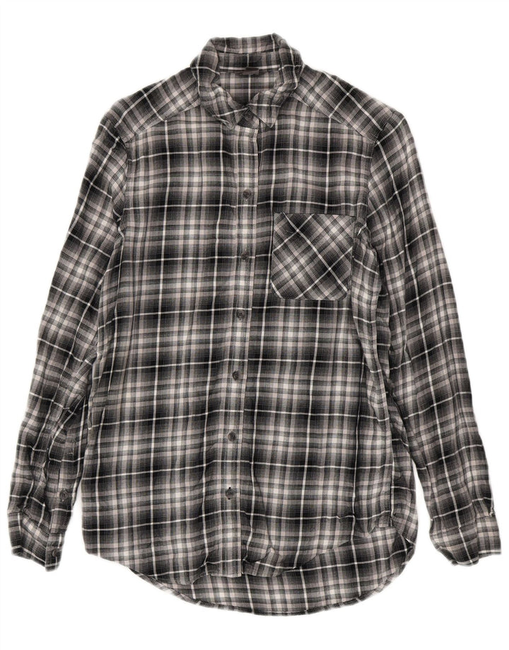 Camicia di flanella da donna EDDIE BAUER UK 6 XS Rayon a quadri nero