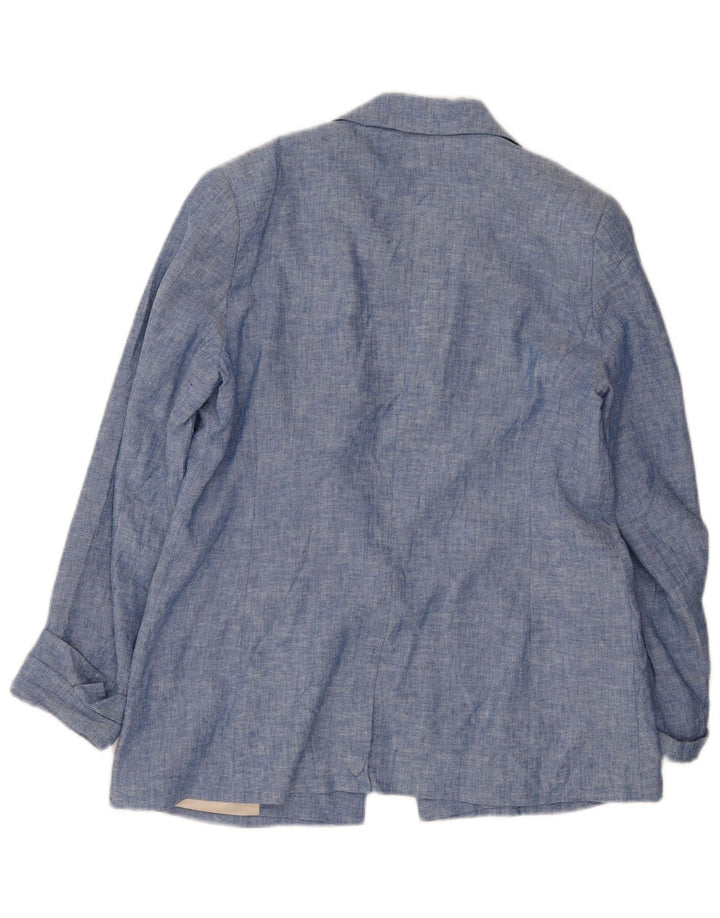 MINT VELVET Giacca blazer da donna a 1 bottone UK 12 Lino blu medio
