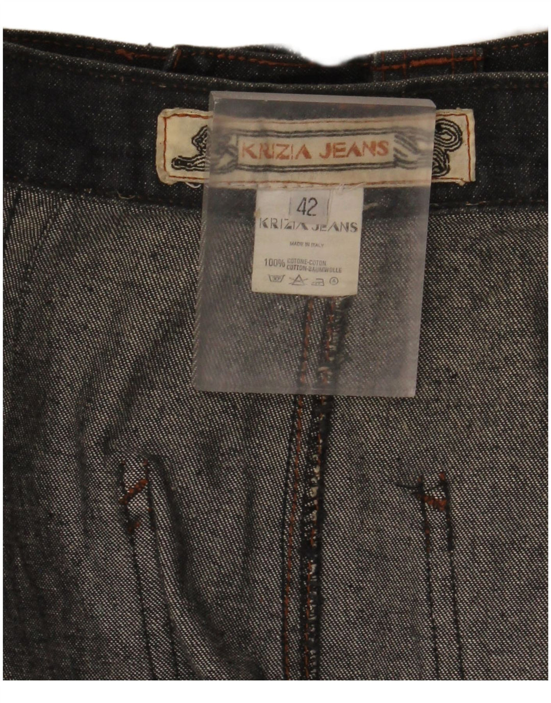 Gonna in denim da donna Krizia W36 grande in cotone grigio