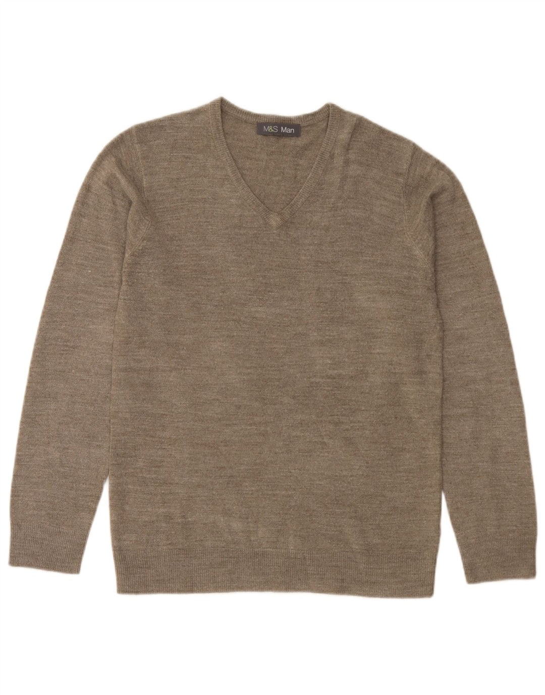 Maglione da uomo con scollo a V Marks & Spencer piccolo acrilico screziato beige