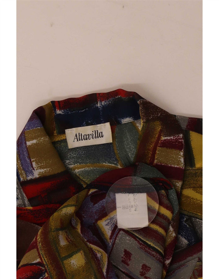 Camicetta vintage da donna a maniche corte UK 10 piccola multicolore