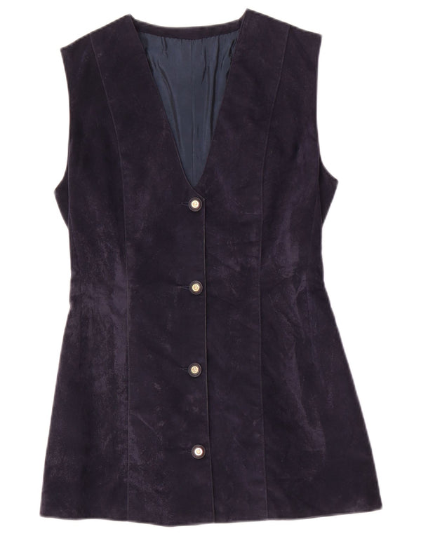 Gilet lungo da donna vintage UK 10 piccolo blu navy