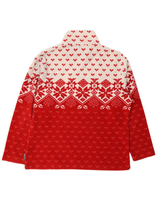 Maglione in pile da donna F.LLI Campagnolo con zip e collo UK 18 XL Rosso Fair Isle