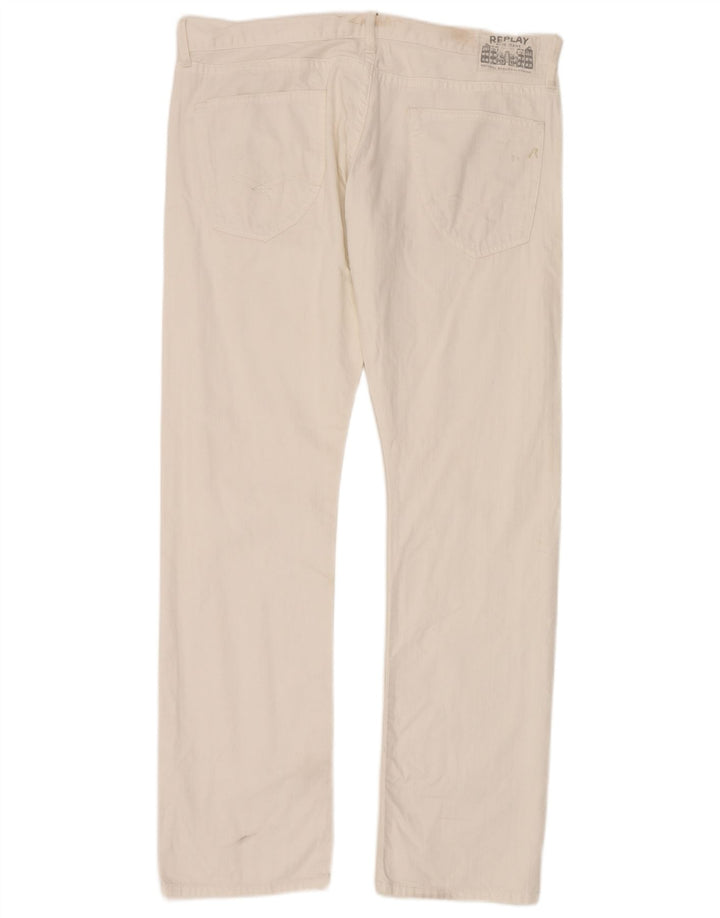 Jeans dritti da uomo Replay W38 L34 cotone bianco