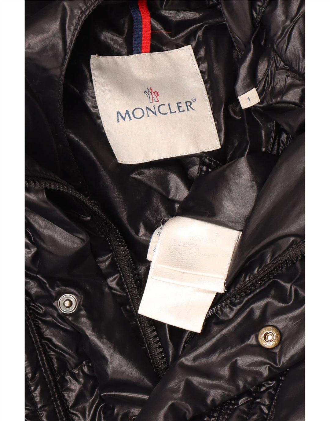 Moncler Giacca imbottita con cappuccio vestibilità ampia da donna taglia 1 piccola in poliammide nera