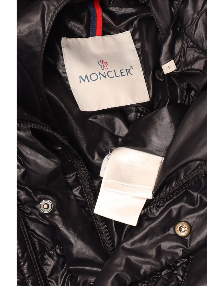 Moncler Giacca imbottita con cappuccio vestibilità ampia da donna taglia 1 piccola in poliammide nera