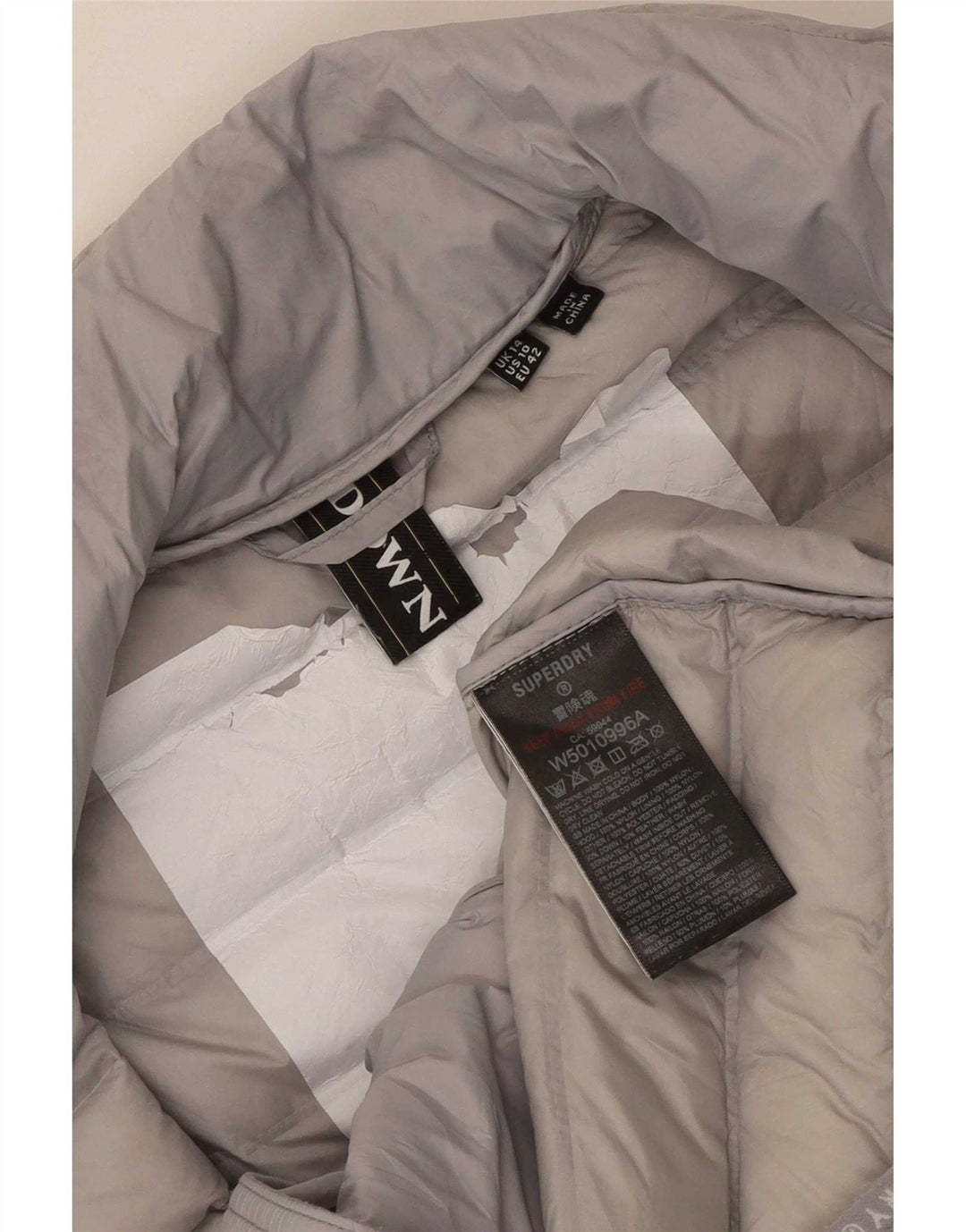 Giacca imbottita da donna Superdry UK 14 Large Grey Nylon
