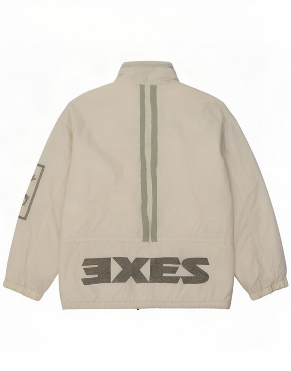 XS Exes Giacca a vento con cappuccio grafica da uomo UK 44 2XL Bianco