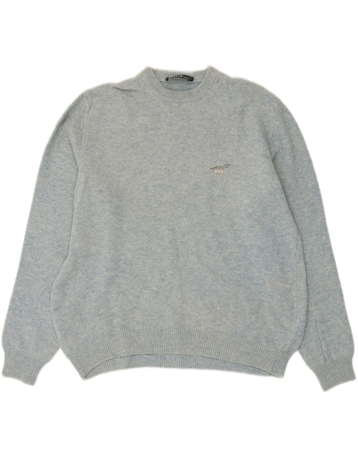 HENRY COTTONS Womens Crew Neck Jumper Sweater UK 16 Large Blue Wool Vintage Henry Cottons and Second-Hand Henry Cottons from Messina Hembry 