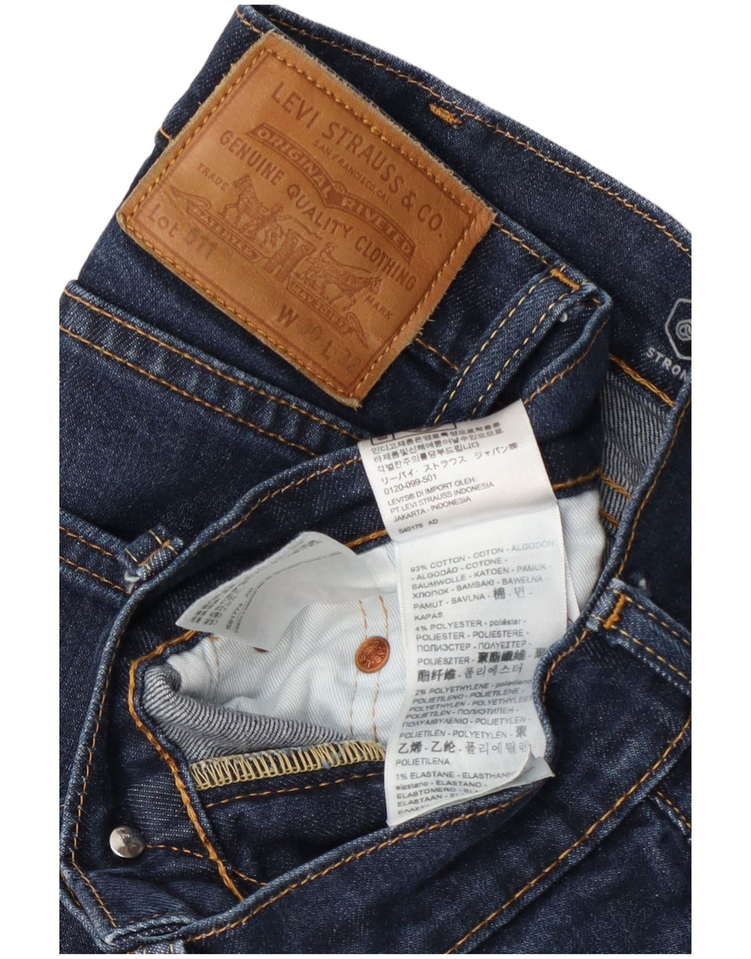 Levi's Uomo 511 Slim Jeans W30 L32 Blu Navy Cotone
