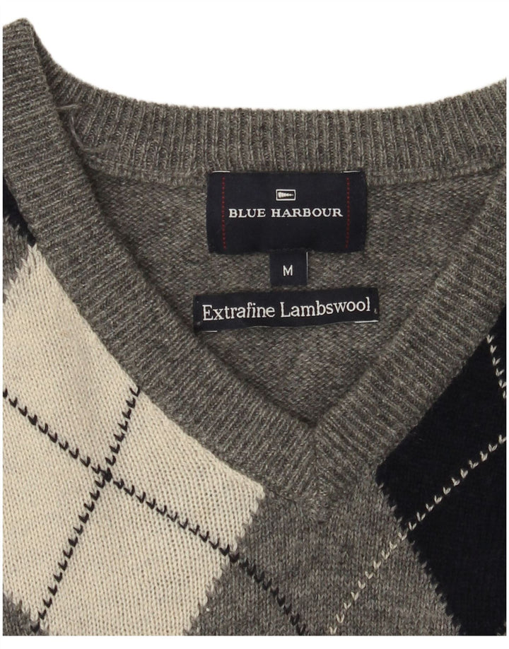 Maglione da uomo con scollo a V blu Harbour Marks & Spencer grigio medio