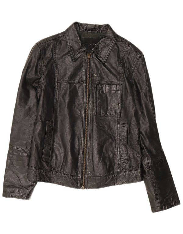 Giacca in pelle da donna Sisley UK 10 piccola in pelle nera