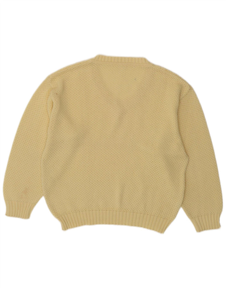 Maglione oversize da donna VINTAGE con scollo a V IT 40 piccolo in cotone giallo