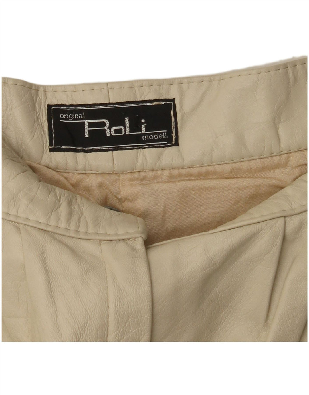 Pantaloni in pelle affusolati da donna VINTAGE W26 L30 Beige