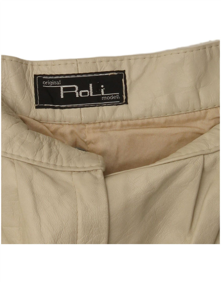 Pantaloni in pelle affusolati da donna VINTAGE W26 L30 Beige