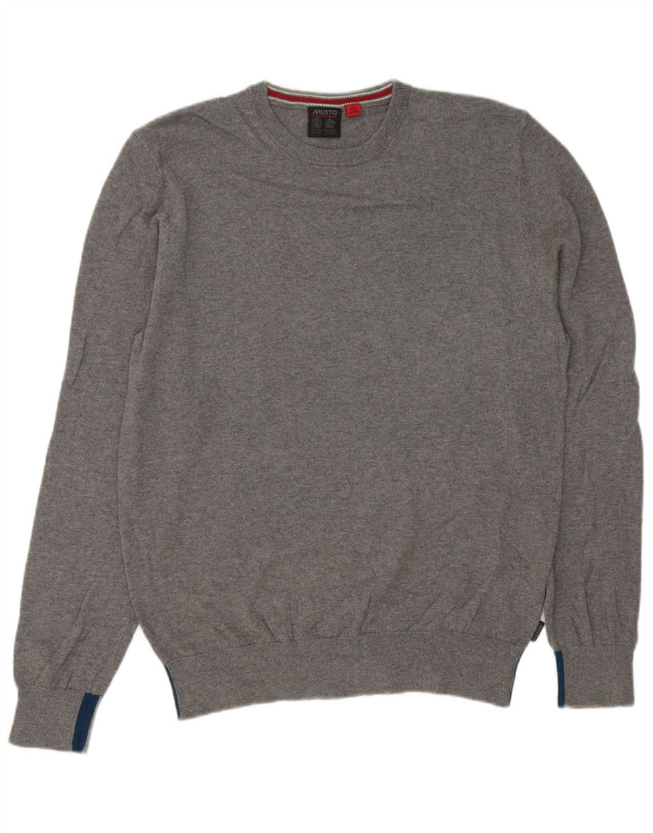 Maglione da uomo girocollo Musto in cotone grigio medio