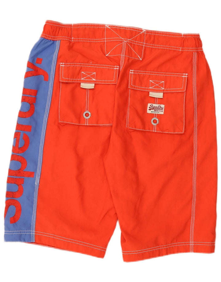 Pantaloncini da bagno con grafica da uomo Superdry Poliestere color block arancione medio