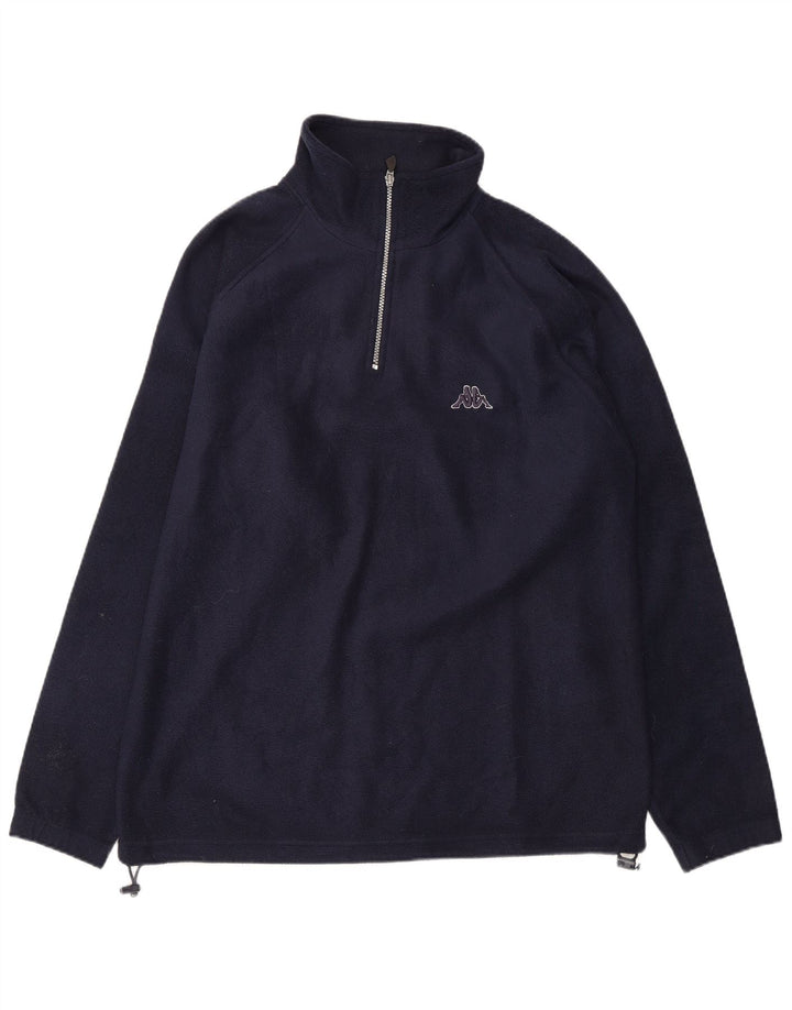 Maglione in pile da uomo KAPPA con zip e collo medio in poliestere blu navy