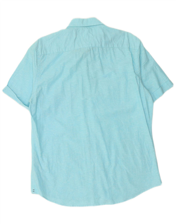 TOMMY HILFIGER Camicia a maniche corte da uomo grande lino blu