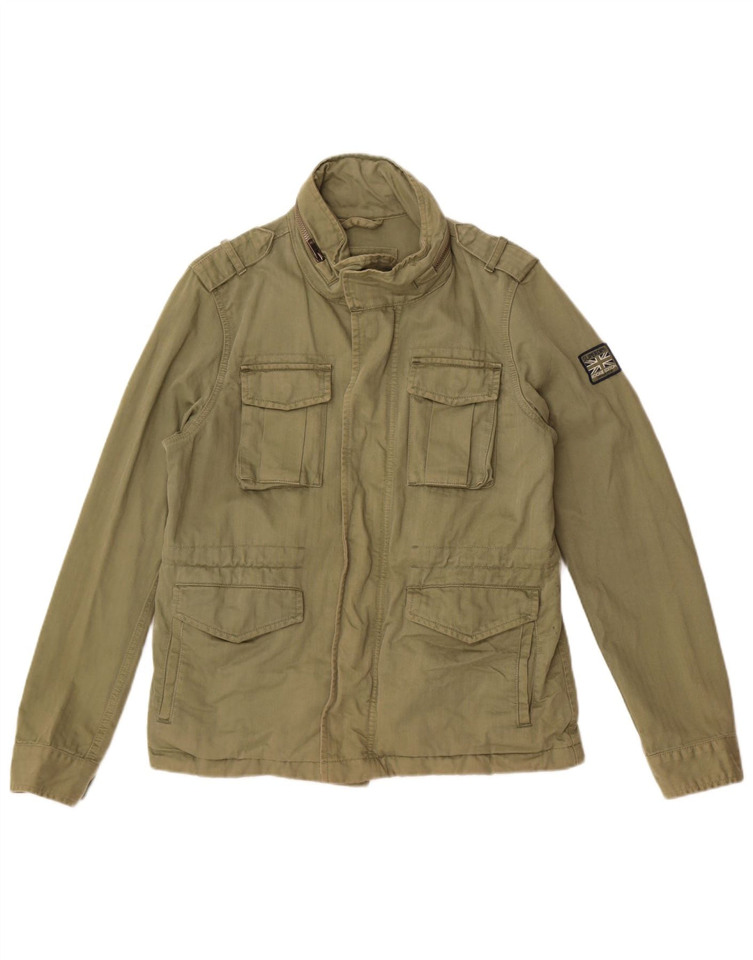 Giacca militare con cappuccio da donna Superdry UK 12 cotone kaki medio