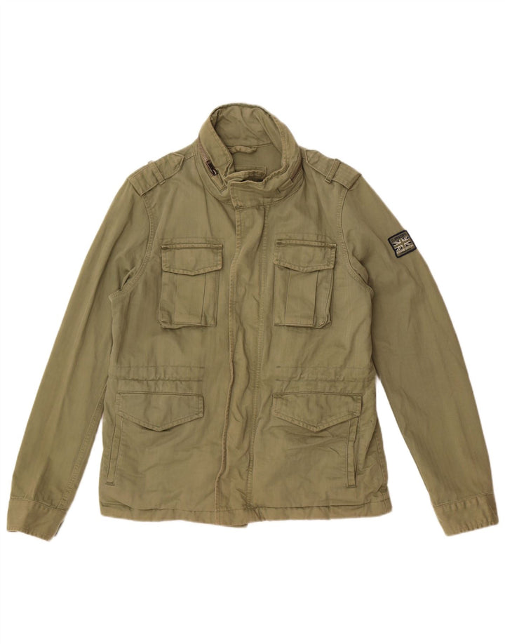 Giacca militare con cappuccio da donna Superdry UK 12 cotone kaki medio