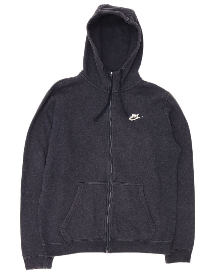 Maglione con cappuccio e zip da uomo NIKE in cotone blu navy medio