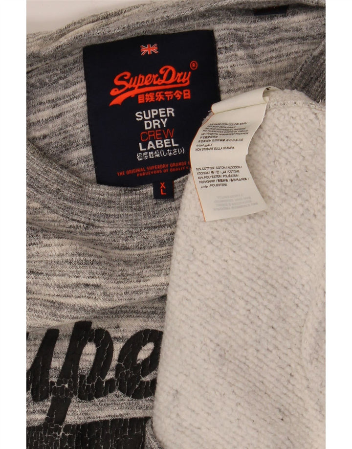 Felpa grafica da uomo SUPERDRY, maglione XL, cotone gessato grigio