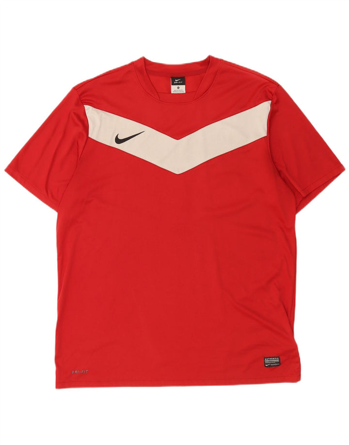 T-shirt grafica Nike Dri Fit da uomo XL rossa in poliestere color block