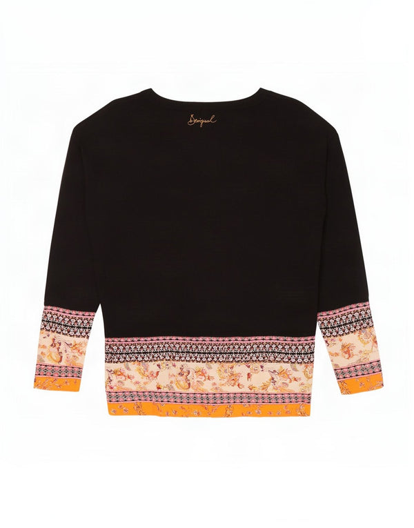 Desigual Donna Maglione con scollo a barchetta Maglione UK 12 Medio Nero Floreale