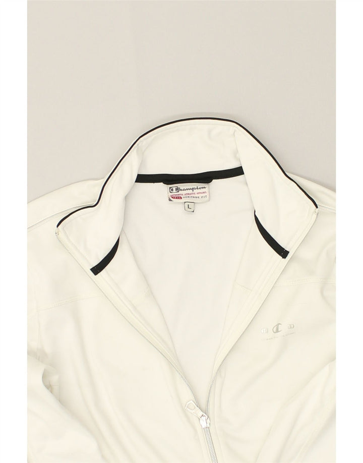 CHAMPION Womens Heritage Fit Tracksuit Top Jacket UK 16 Large White | Vintage Champion | Thrift | Second-Hand Champion | Used Clothing | Messina Hembry 