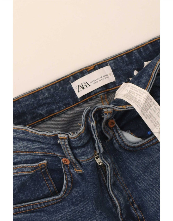 Jeans svasati corti da donna Zara EU 38 piccoli W28 L24 cotone blu
