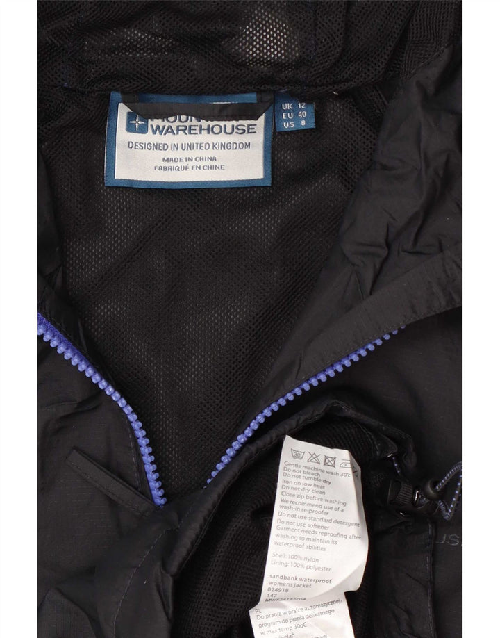 Giacca antipioggia da donna con cappuccio Mountain Warehouse UK 12 media nylon nero
