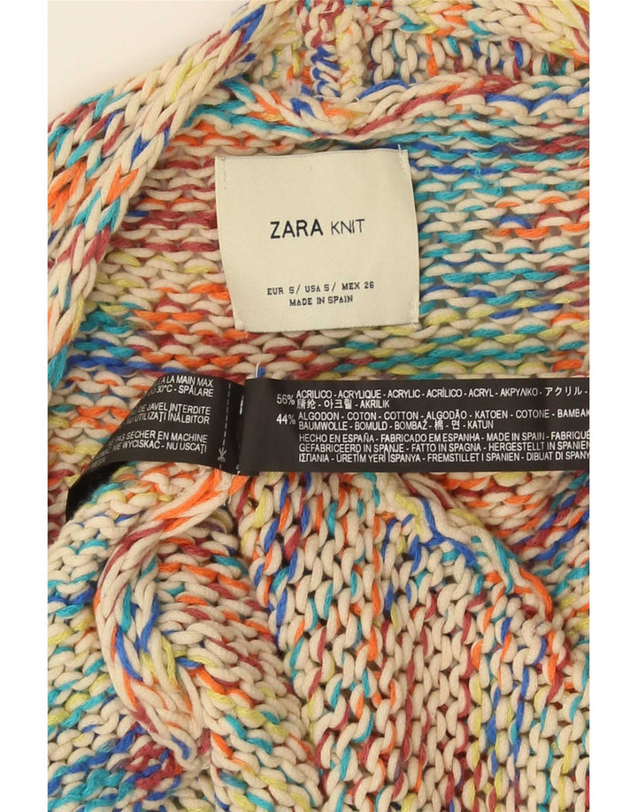 Maglione cardigan oversize con maniche a 3/4 Zara da donna UK 10 piccolo multicolore