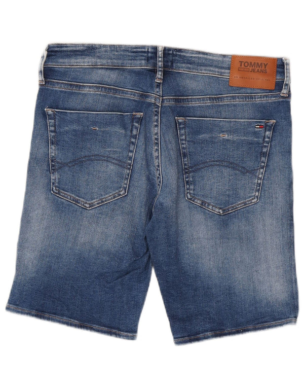 Pantaloncini di jeans slim fit da uomo Tommy Hilfiger W34 grande cotone blu