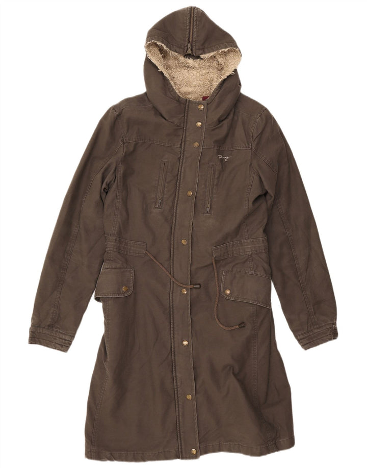 Giacca Parka Sherpa da donna con cappuccio ROXY UK 14 Cotone grigio medio