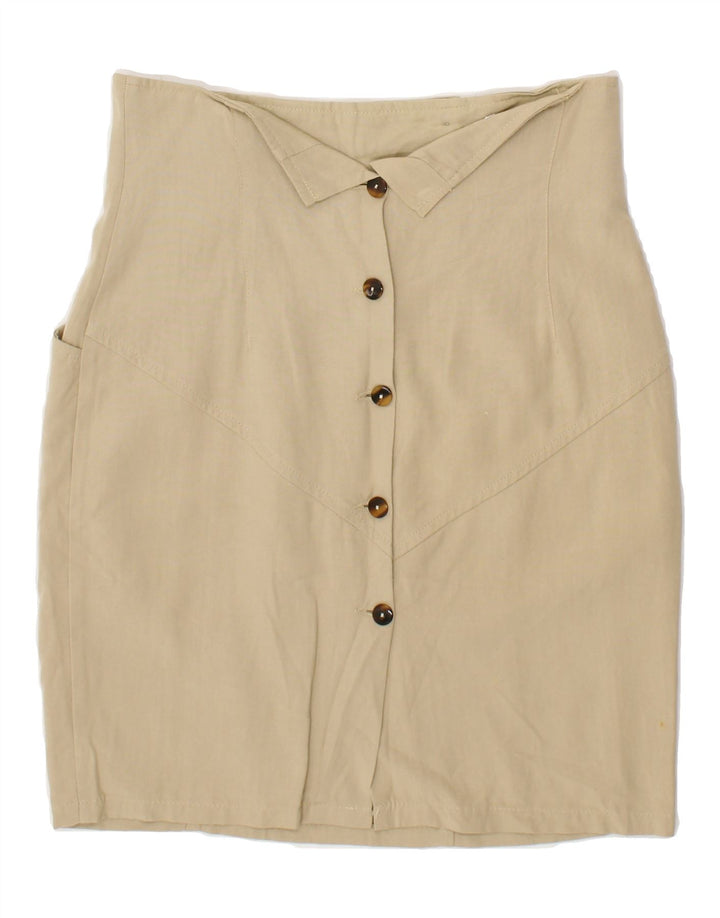 GB.PEDRINI Womens Pencil Skirt IT 44 Medium W28 Beige Viscose Vintage GB.PEDRINI and Second-Hand GB.PEDRINI from Messina Hembry 