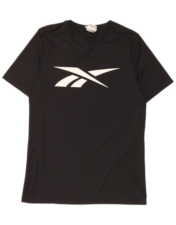 T-shirt grafica da uomo Reebok Top medio nero in poliestere