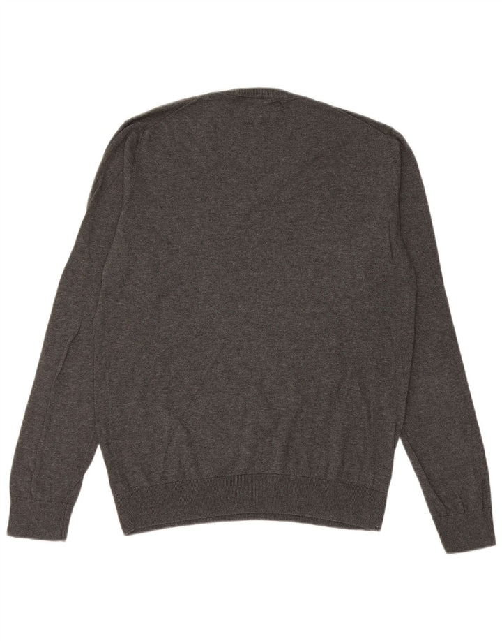 Maglione Zara da uomo con scollo a V in seta grigio medio