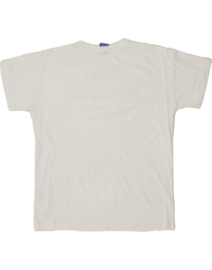 CHAMPION Womens Graphic T-Shirt Top UK 14 Medium White Cotton Vintage Champion and Second-Hand Champion from Messina Hembry 